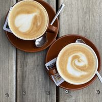Cappuccino with oatmilk  at XS Café in Prazeres