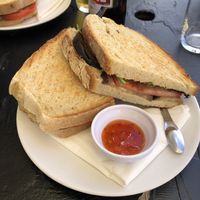 Toast - Grilled Eggplant, Tomato and Humus  at XS Café in Prazeres