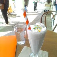 Vegan Ice cream soda - the first time I have had one, it is very nice.  Jackie suggested and made it for me. at Cumbia Kitchen - Cafe Bar in St Leonards