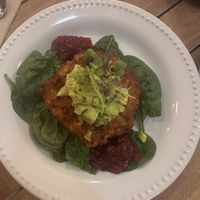 sweetcorn fritters  at MOYA brunch in Sevilla