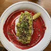 Vegan avocado toast, beetroot hummus   at MOYA brunch in Sevilla