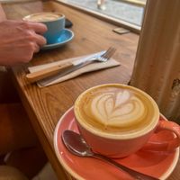 Coffee with alternative milks available  at MOYA brunch in Sevilla
