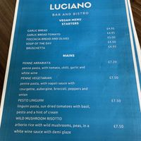 New vegan menu   at Luciano Bar & Bistro in Peterlee