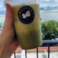 Iced matcha latte with oat at Cafe Gudcha in Guam