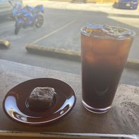 Vegan banana bread and redeye  at Cafe Gudcha in Guam