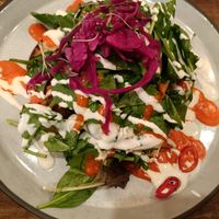 Falafel flatbread (vegan & no rocket) at Servd in Westport