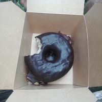 Chocolat donut and sneakers at The Sweet Vegan in Nuremberg