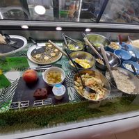 Salads,quiche,cakes...but mußte be lucky to get vegan ones at Orgànic in Sant Feliu De Guixols