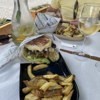 Veggie burguer and white sangria  at À Moda Antiga in Viana Do Castelo