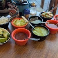 Sauces and salsas at La Ambivalencia Taquería in Guadalajara