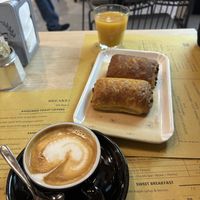 Vegan cappuccino (almon milk, + 0,20 euros) and pain au chocolat   at Trecaffè in Rome