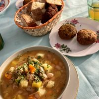 Vegan stew with vegetable patties  at Kuća tete Ane in Zagreb