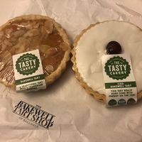 The two vegan gluten free Bakewell tarts on offer   at The Bakewell Tart Shop in Bakewell