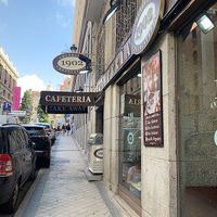 Entrance at Chocolateria 1902 in Madrid