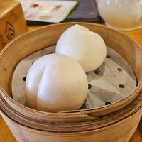 Birthday peach buns at Veggie Kingdom 緻素坊 in Kowloon