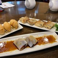 Taro puff, turnip cake, bbq rice rolls  at Veggie Kingdom 緻素坊 in Kowloon
