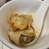 Veggie dumplings in spicy sauce at Veggie Kingdom 緻素坊 in Kowloon