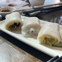 Spring rolls plus rice noodles - good   at Veggie Kingdom 緻素坊 in Kowloon