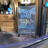 Sign out front during Covid   at Grindcore House in Philadelphia