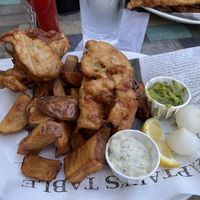 Vegan fish and chips  at Biddy Mulligans in Edinburgh