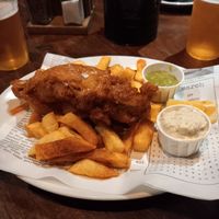 Fish and chips at Biddy Mulligans in Edinburgh