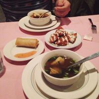 Soup and appetizers  at New Harmony Vegetarian Restaurant in Philadelphia