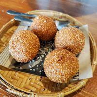 Banh Ran fried sesame Balls with Red Bean Paste filling at Cà Pháo in Hannover