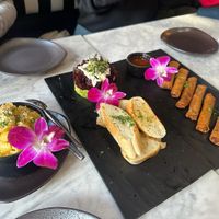 Mac and cheese, beet tartar and lumpia.  Bangin!!  at Gaia & Loki in Jersey City