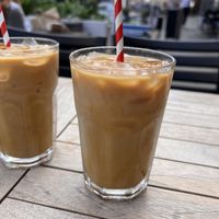iced latte  at Organico Juice Bar & Eatery in Liverpool