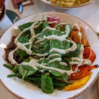 Buddha bowl (most of the colourful goodness is hidden under the spinach!) at Organico Juice Bar & Eatery in Liverpool