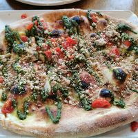 Vegan pesto pinsa - looked good but was very bland and lacking flavour at Surfside in Sliema