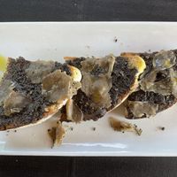 Crostini al tartufo  at Osteria del Lago in Bagnoregio