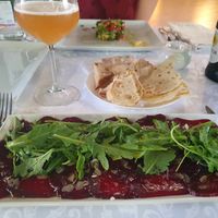 Beetroot-carpaccio at Osteria del Lago in Bagnoregio
