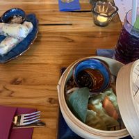 Appetizers (L:spring rolls, R: veg dumplings)  at Noodle Bowl in Augsburg