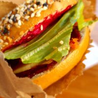 Vegan option with "everything" bagel  at Brooklyn Bagel Co in Split