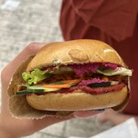 Vegan bagel  at Brooklyn Bagel Co in Split