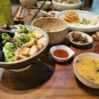 Shiitake mushroom don(vegan), miso soup(vegan) and onsen tamago(egg) at Uncle Donburi in Paddington