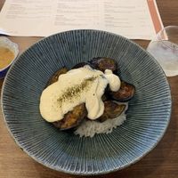 Eggplant don and miso soup  at Uncle Donburi in Paddington