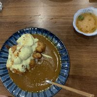 Japanese curry with potatoes and miso soup  at Uncle Donburi in Paddington