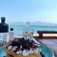 Vegetarian tiramisu pancakes – really heavy! at Kimzu Sea Lounge in Crete