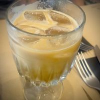 Iced coffee with almond milkk  at My Habit in Corfu