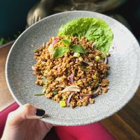 Vegan Thai Salad - made with vegan mince at Bonzai Pan Asian Kitchen in Douglas