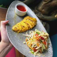 Satay Chick'n Breast & Vegan Papaya Salad at Bonzai Pan Asian Kitchen in Douglas