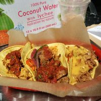 vegan tacos! chicken,beef, and jackfruit! at Viva La Vegan Grocery Store in Rancho Cucamonga