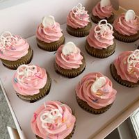 Matcha cupcakes with raspberry rose buttercream at Tiff Bakes Cakes in Indianapolis