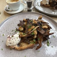 Roasted Mushroom and Oatly Crème Fraiche   at Store Street Espresso in London