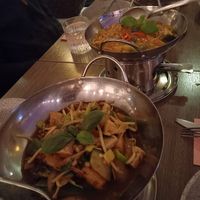Sichuan tofu , gele curry vega at De Orchidee in Eindhoven