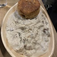 Sausage gravy and biscuit  at Innocent Yesterday in New York City