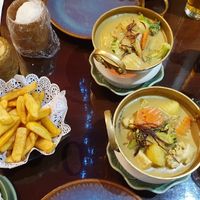 Yellow vegetable curry. We asked for extra tofu at Siam Corner Ma Ma Thai in Lichfield