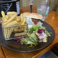 Vegan beef burger with chilli fries: good. They don’t have vegan mayo though (but they do have ketchup) at Lorne Bar in Oban
